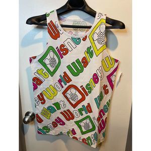 Disney World Womens White Print Tank Top Size S (NWT)‎